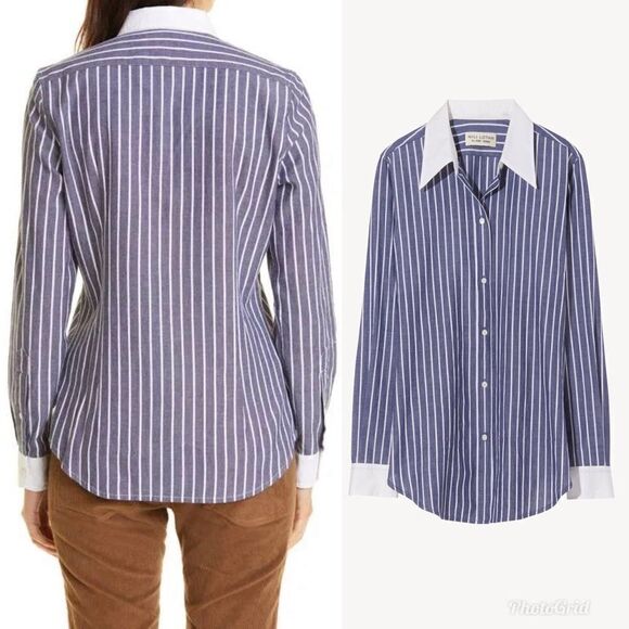 Revolve NILI LOTAN Hailey striped cotton-poplin shirt - Picture 3 of 15